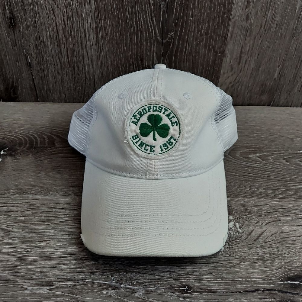 Aeropostale 3 Leaf Clover Distressed Baseball Cap